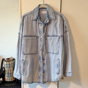 ZARA /   Denim Shirt Jacket - Acid Wash